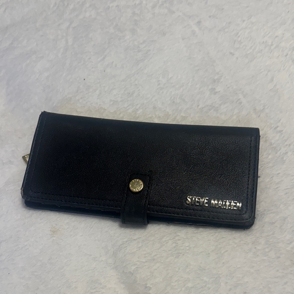 Steve Madden Black Leather Wallet Clutch
